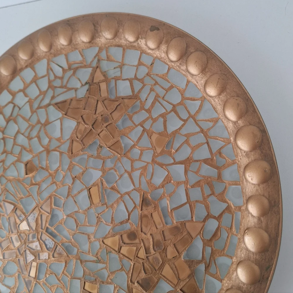 Pier 1 gold & clear glass centerpiece plate